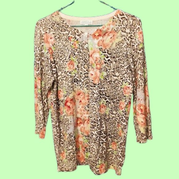 Joseph A. qu'est-ce que c'est silk? Leopard Print and Floral Cardigan - Picture 2 of 8